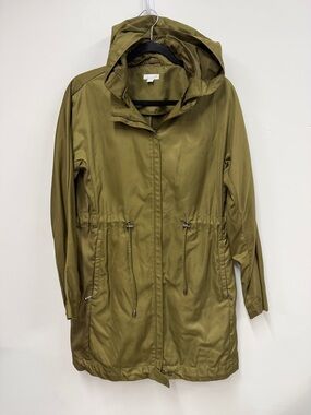 J. Jill Olive Hooded raincoat Utility Jacket xs